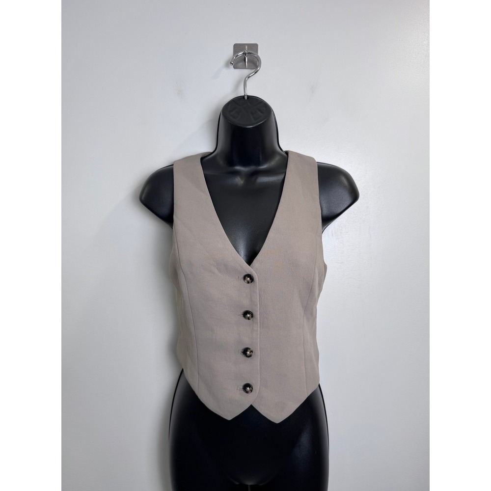 Aritzia Wilfred Women Taupe Button Up Tailored Vest XS
